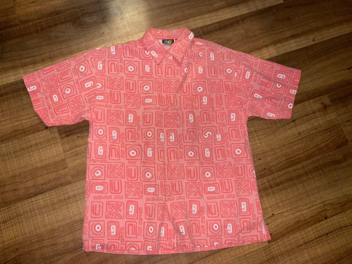 【pink hawaii】 Vintage Deadstock Fast Breakers 80s S M Camp Hawaiian Polo Button