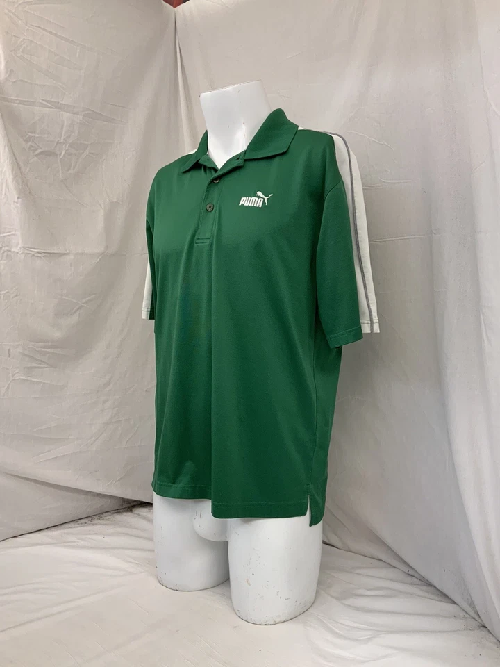 Camisa Polo Puma Mediana Para Hombre Verde Brazo Rayas Mezcla Algodón SS YGI N2-520 Foto 4 de 4