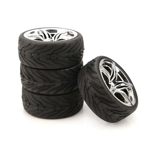 4pcs 1/10 rubber Tires and hex 12mm Wheels rims For RC on road Touring Car Model - Picture 4 of 6