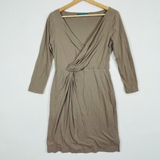 Velvet Brand Dress Womens Large Tan Knit Wrap Front Pullover Understated Minimal