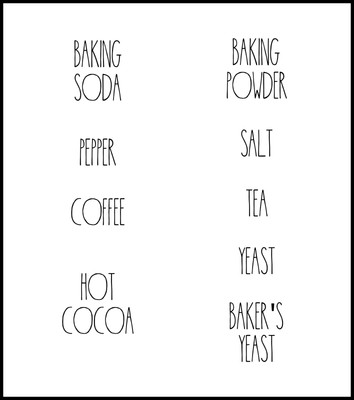 Custom Vinyl Decal for Kitchen / Food Storage Labels, Rae Dunn Inspired, SMALL