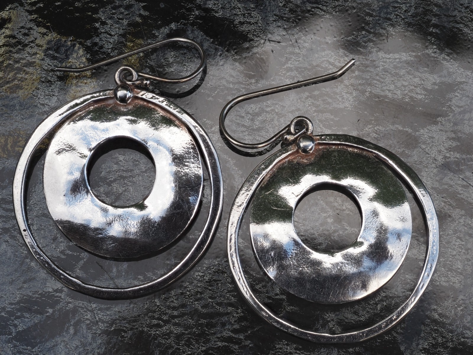 Sterling Silver Dangle Hoop Earrings E52
