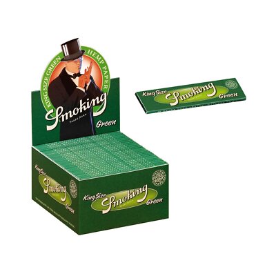 Smoking Brand Green King Size Hemp Papers - 50 Booklets - 33 Papers - FULL BOX