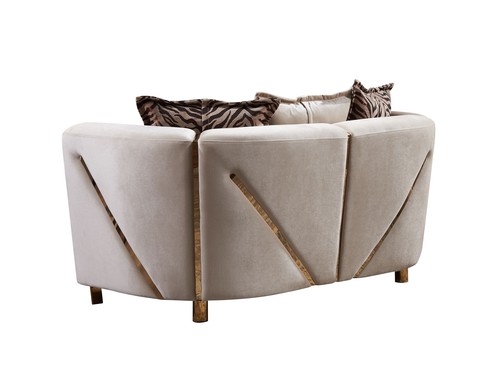 Thick Velvet Fabric Upholstered 2Pc Living Room Set Made With Wood in Beige - Picture 11 of 11