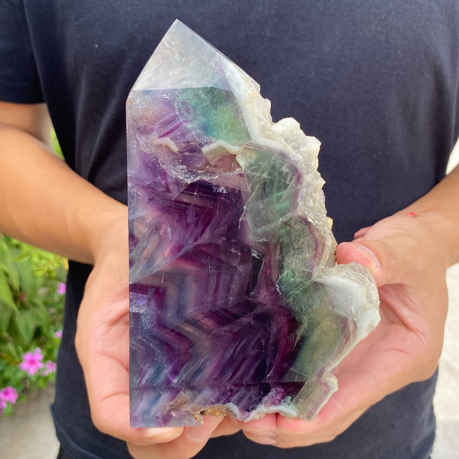 2lb Natural Fluorite Obelisk Quartz Crystal Wand for Healing Energy