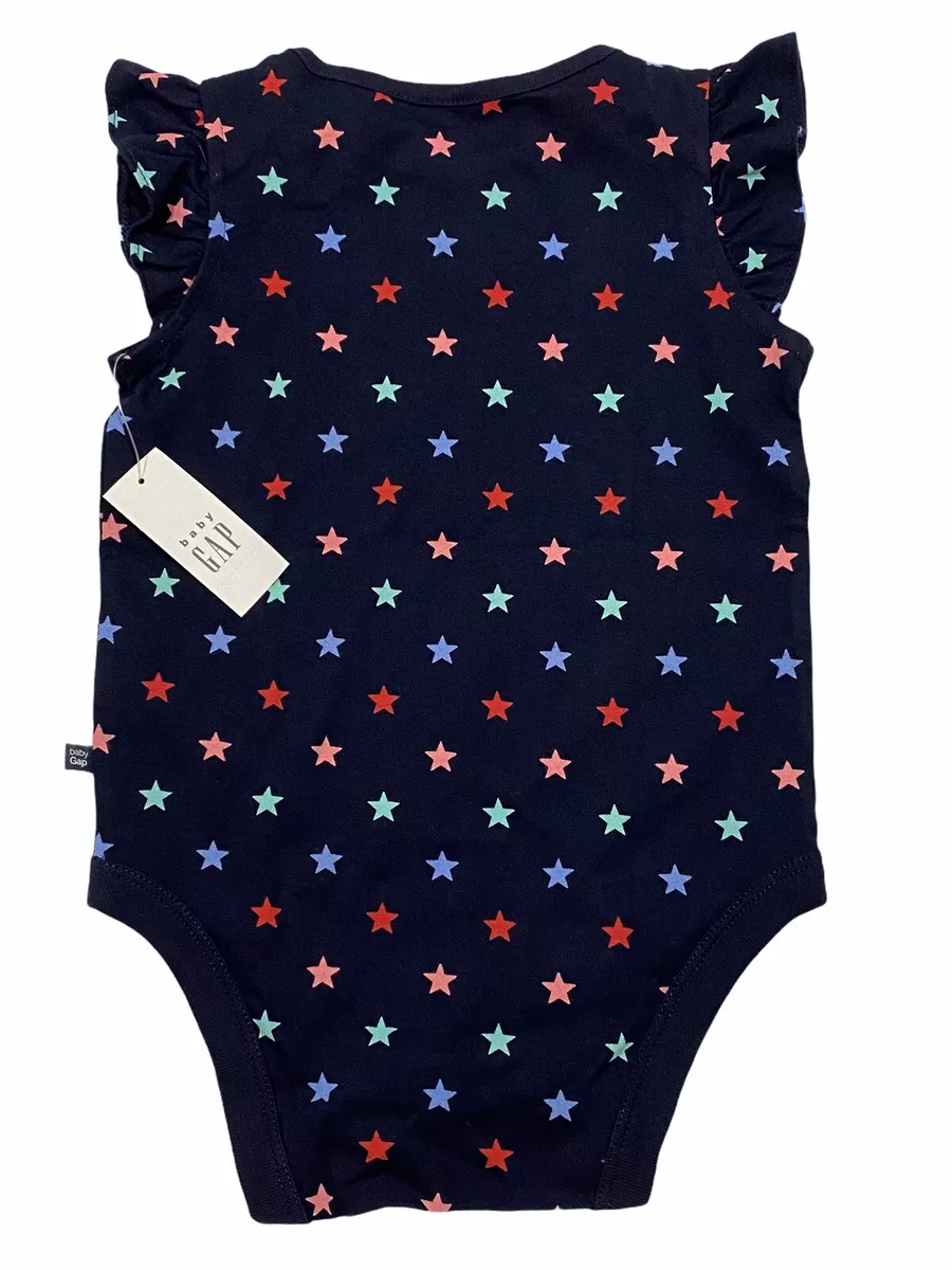 NWT GAP Baby Girl One Piece Sz 12 18M Navy Blue Stars Short Sleeve