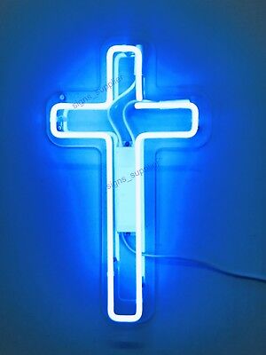 New Upside Jesus Cross Neon Sign 14"x6" Light Lamp Wall Decor Artwork Display