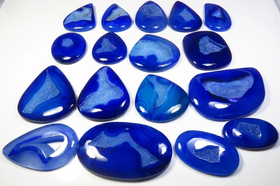 Натуральный оникс друзы жеода драгоценный камень 500-5000 карат синий оникс агат кабошон отдельный лот - Изображение 2 из 4