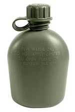 Olive Drab Genuine G.I. Style 3 Piece 1 Quart Plastic Canteen With Screw On Cap