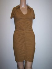 Forever 21 Womans Bodycon Dress Size S Chestnut Brown Ribbed Ruched NWT