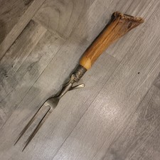Antique 11.5" Carving Fork Stag Antler Deer Large Handle Sliver Great Patina 