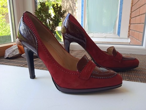 Women Peter Kaiser Heels Burgundy Leather 38