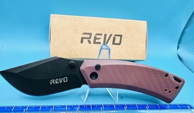 Revo Canyon Plum Folding Knife 3'' Stonewash 4Cr13MoV Steel Blade FRN Handle