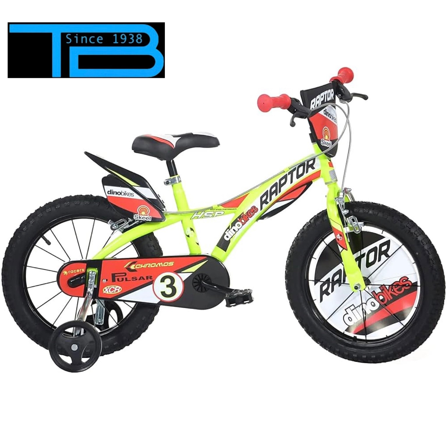 Bici Bambino RAPTOR 14"" Giallo Fluo-Dino Bikes