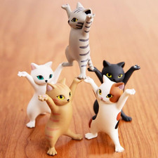 Mini Katzen Figuren Deko, 5 Stück tanzend Kätzchen Set, klein lustig Katze Statu