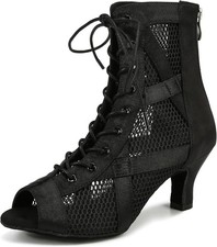 YYTing Women Ballroom Latin Salsa Dance Shoes 10, Black-2.5inch Heel