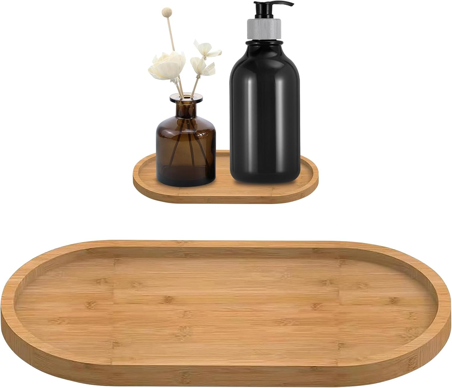 Bamboo Soap Tray, Bamboo Soap Dispenser for Bathroom Countertop, Wooden Dish & D