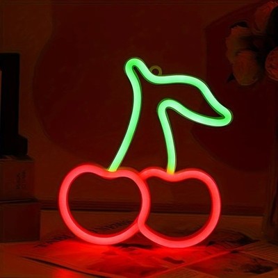 Neon Schild Kirsche USB Netzteil 23x20cm