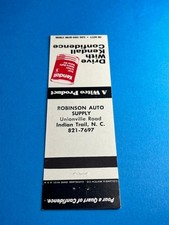 Vintage Matchbook Cover Robinson Auto Supply Indian Trail, North Carolina MB145