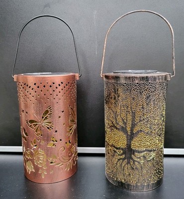 Solarlaterne Schmetterling oder Lebensbaum aus Metall