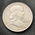 1958 Franklin Half Dollar Philadelphia 90% Silver 50C Circulated Coin