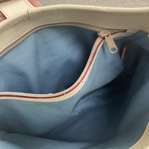 DOONEY & BOURKE Blue Plaid White Leather Purse Handbag Preppy School - Picture 7 of 12