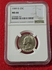 1989-D WASHINGTON QUARTER   NGC MS 66  UNCIRCULATED                     #T1594