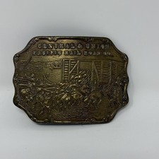 Vintage Central & Union Pacific Rail Road Co Brass Belt Buckle Omaha Nebraska