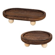 Vassoio rialzato in legno rustico per bancone da cucina, mobiletto per