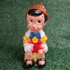 Vintage Walt Disney Pinocchio Coin Piggy Bank No Plug 11" Play Pal Plastics 70's