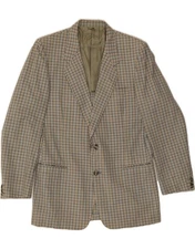 VINTAGE Mens 2 Button Blazer Jacket UK 38 Medium Grey Check Wool DA63