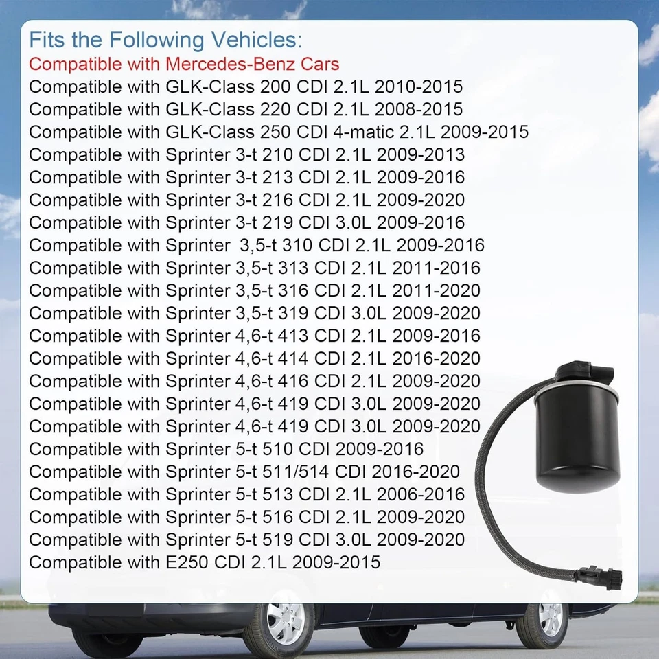 WK820/18 燃油过滤器适用于梅赛德斯奔驰 Sprinter 2500 3500 2.1L 3.0L 涡轮柴油 — 第 2/4 张图片