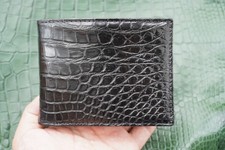 Black Genuine Crocodile Belly Leather Skin MEN'S BIFOLD Wallet E20