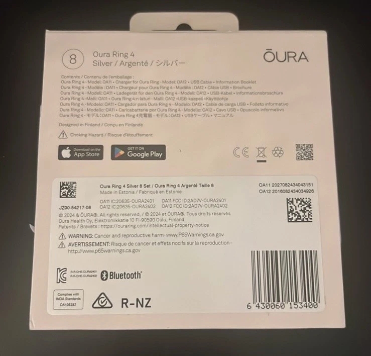 Anillo inteligente Oura Ring Gen 4 tamaño 8 rastreador de actividad PLATEADO - ¡Nuevo/sellado! Foto 3 de 3