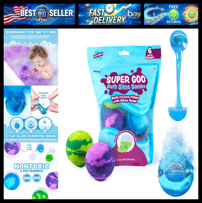 Tub Works Super Goo Bath Slime 'Surprise' Bombs, 6 Pack | Kids Bath Bombs With S