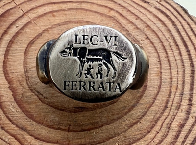 Legio VI FERRATA SPQR seal ring Roman Style Handmade Bronze Antique Look