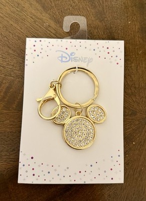 NEW  Disney x Mickey Mouse Icon Metal & Bling Bag Charm  White Crystal Keyring