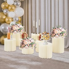 8Pcs Foldable Paper Column Display Stands, Round Cylinder Wedding Flower Stands