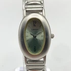 Vtg Carriage Timex Womens Watch Silver Tone Green Dial New Battery SMALL 6" 1999