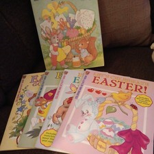 Vintage 1997 Happy Easter Coloring Books 1997, set of 5 books.