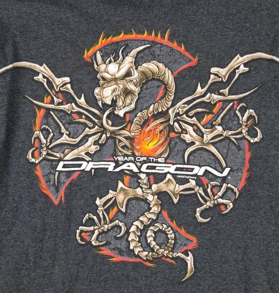 Camisa Top Pesada De Colección Hombres L Manga Larga Estampado Gráfico Llamas Y2K Dragón Patinador Foto 2 de 4