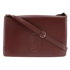 Cartier Mustline Bordeaux Calfskin Shoulder Bag Vintage Authentic