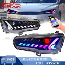 SINDAR RGB LED Headlights For Mitsubishi Lancer EVO X 2008-2017 Start Animation