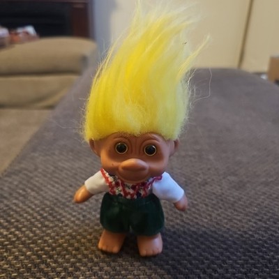 1991 VintageT N T  Troll Doll with Scandinavian Outfit Figure Yellow Eyes!!