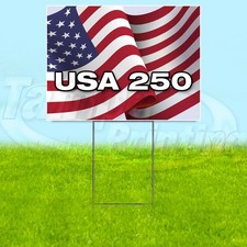 USA 250 18x24 Yard Sign America Plastic Corrugated WITH STAKE USA YS08007