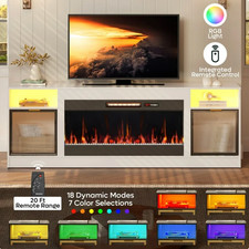 Mueble TV 70” Chimenea Eléctrica LED High Gloss 36” Electric Fireplace White