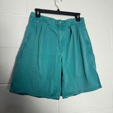 Polo Ralph Lauren Mens 30 Pleated Chino Shorts Teal Green Cotton Vintage 90s