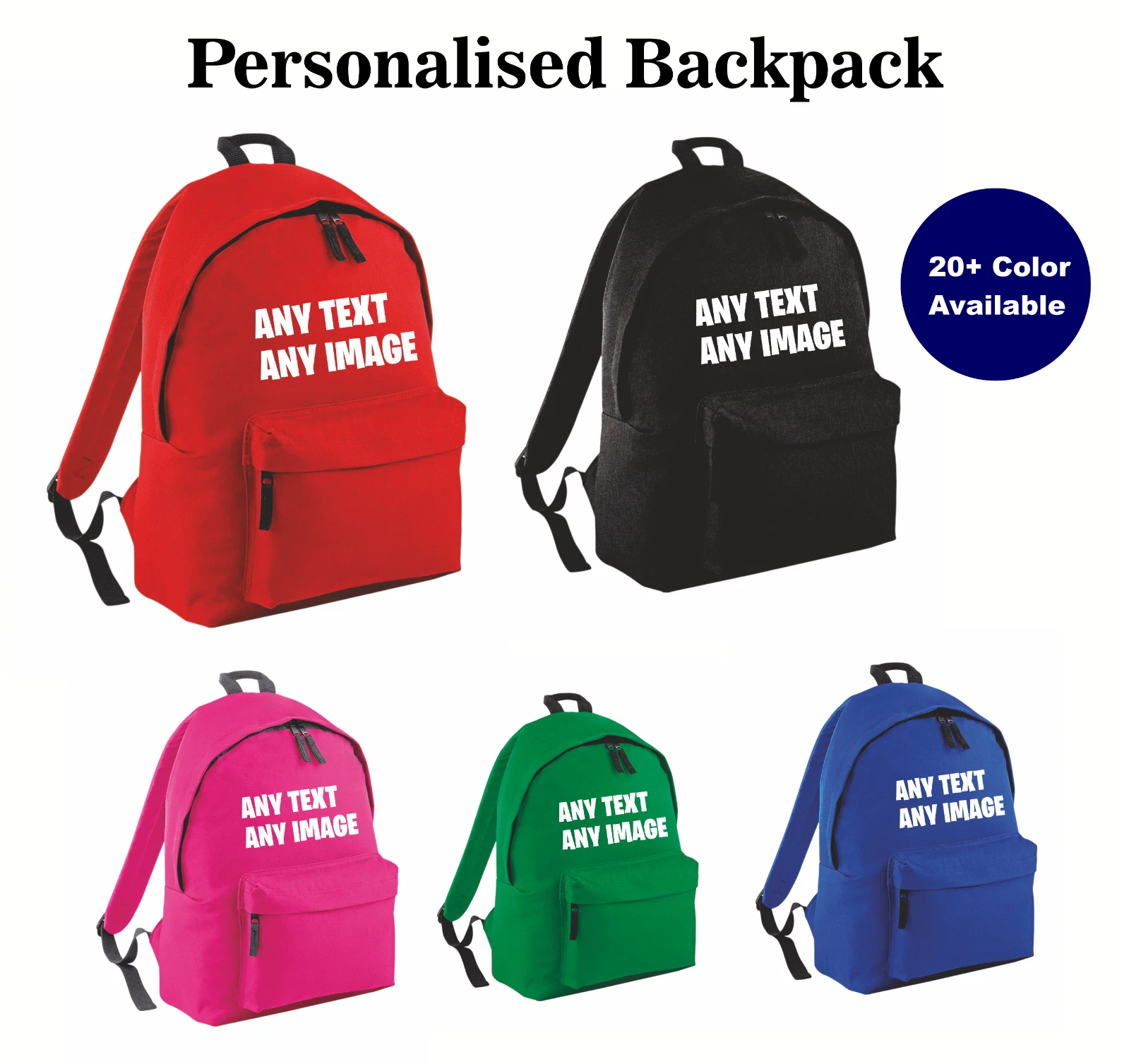 Personalised Backpack, Text & image, Custom Name image Bag, Back to School Gift