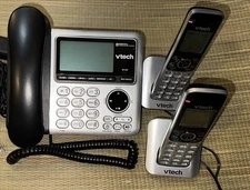 VTech CS6649-2 Digital Corded Phone Answering System Handset & 2 Wireless Phones