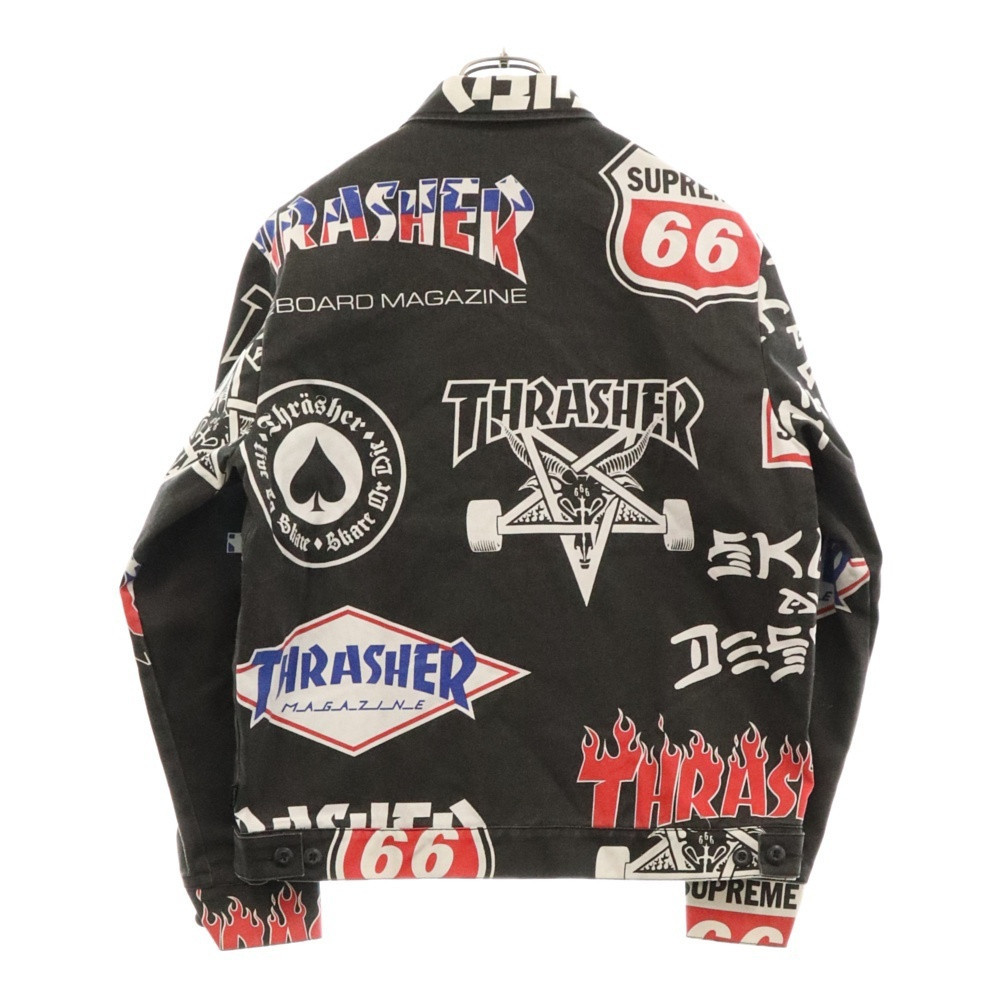 Supreme 15Ss Thrasher Work Jacket Multi Logo Black shipping Supreme 15Ss Thrasher Work Jacket Multi Logo Black shipping